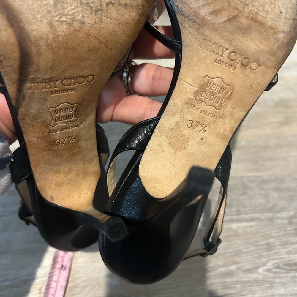 Jimmy Choo Black Stiletto Heels with Slingback Strap - Picture 6 of 8